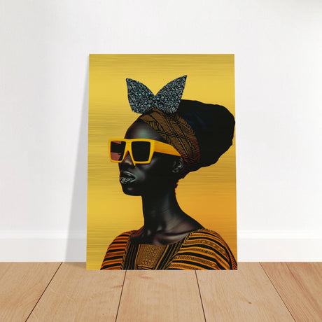 AfroFuturist Muse – Bold Afrocentric Portrait Wall Art Print - Brushed Aluminum Print - 70x100 cm / 28x40″ - 