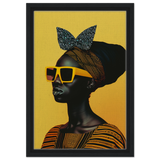 AfroFuturist Muse – Bold Afrocentric Portrait Wall Art Print - Framed Canvas - 30x45 cm / 12x18″ - Black frame