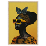 AfroFuturist Muse – Bold Afrocentric Portrait Wall Art Print - Framed Canvas - 50x75 cm / 20x30″ - Wood frame