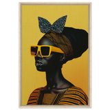 AfroFuturist Muse – Bold Afrocentric Portrait Wall Art Print - Framed Canvas - 60x90 cm / 24x36″ - Wood frame
