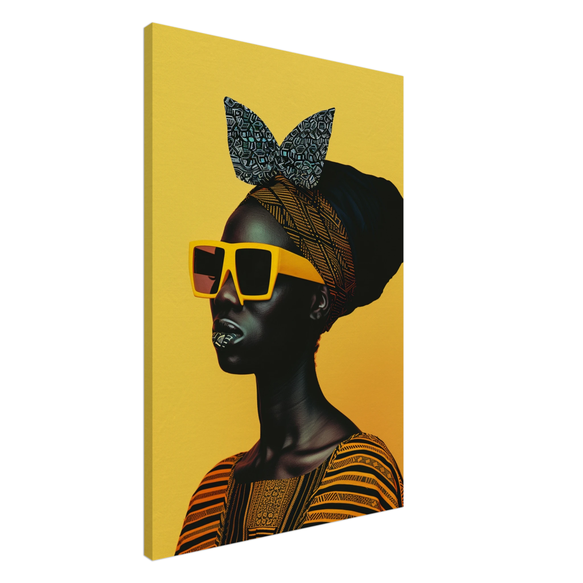 AfroFuturist Muse – Bold Afrocentric Portrait Wall Art Print - Canvas - 60x90 cm / 24x36″ - 