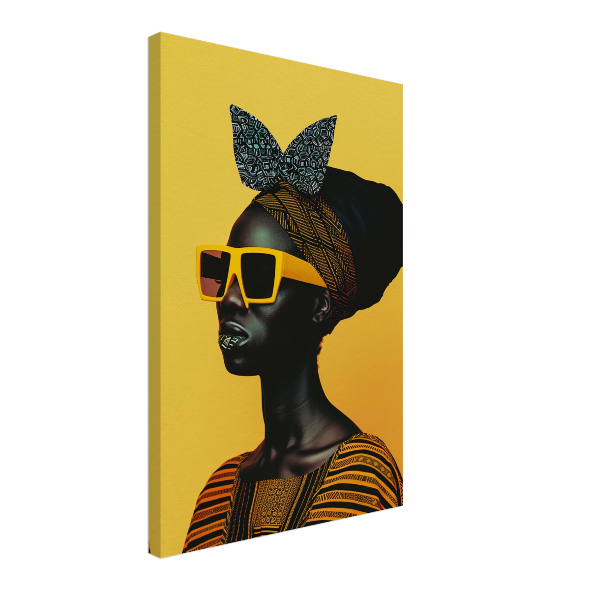 AfroFuturist Muse – Bold Afrocentric Portrait Wall Art Print - Canvas - 40x60 cm / 16x24″ - 