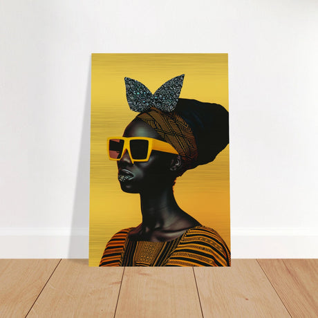 AfroFuturist Muse – Bold Afrocentric Portrait Wall Art Print - Brushed Aluminum Print - 30x45 cm / 12x18″ - 