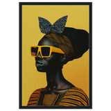 AfroFuturist Muse – Bold Afrocentric Portrait Wall Art Print - Framed Canvas - 60x90 cm / 24x36″ - Black frame