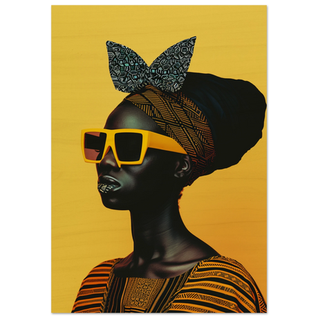 AfroFuturist Muse – Bold Afrocentric Portrait Wall Art Print - Wood Prints - 70x100 cm / 28x40″ - 