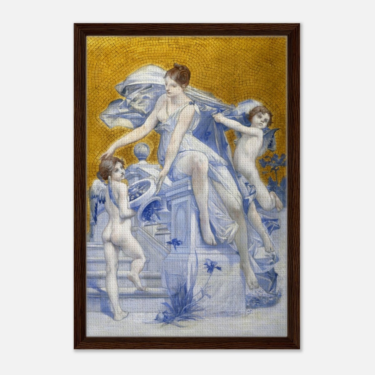 Allegorie De La Fortune by Luc - Olivier Merson | Vintage wall art print - Framed Canvas - 40x60 cm / 16x24″ - Dark wood frame