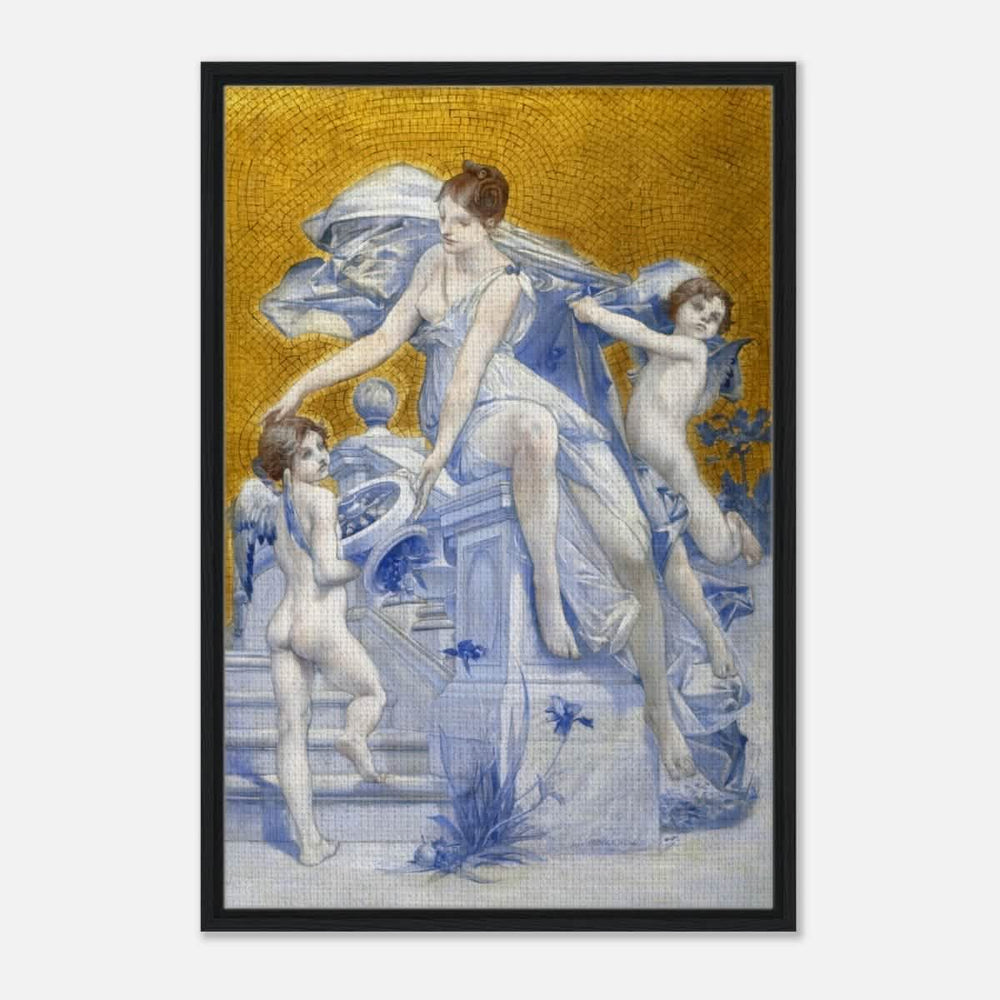 Allegorie De La Fortune by Luc - Olivier Merson | Vintage wall art print - Framed Canvas - 60x90 cm / 24x36″ - Black frame