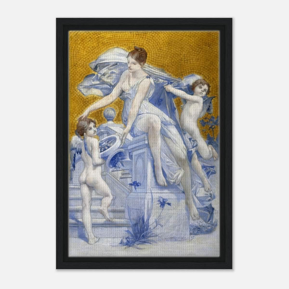 Allegorie De La Fortune by Luc - Olivier Merson | Vintage wall art print - Framed Canvas - 30x45 cm / 12x18″ - Black frame