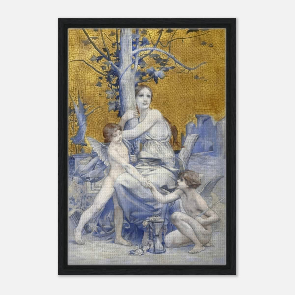 Allégorie du temps by Luc - Olivier Merson | Vintage wall art print | allegory of time - Framed Canvas - 40x60 cm / 16x24″ - Black frame