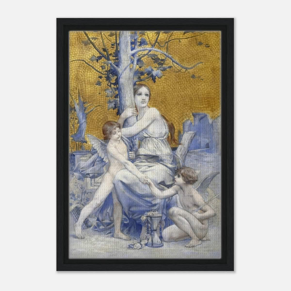 Allégorie du temps by Luc - Olivier Merson | Vintage wall art print | allegory of time - Framed Canvas - 30x45 cm / 12x18″ - Black frame