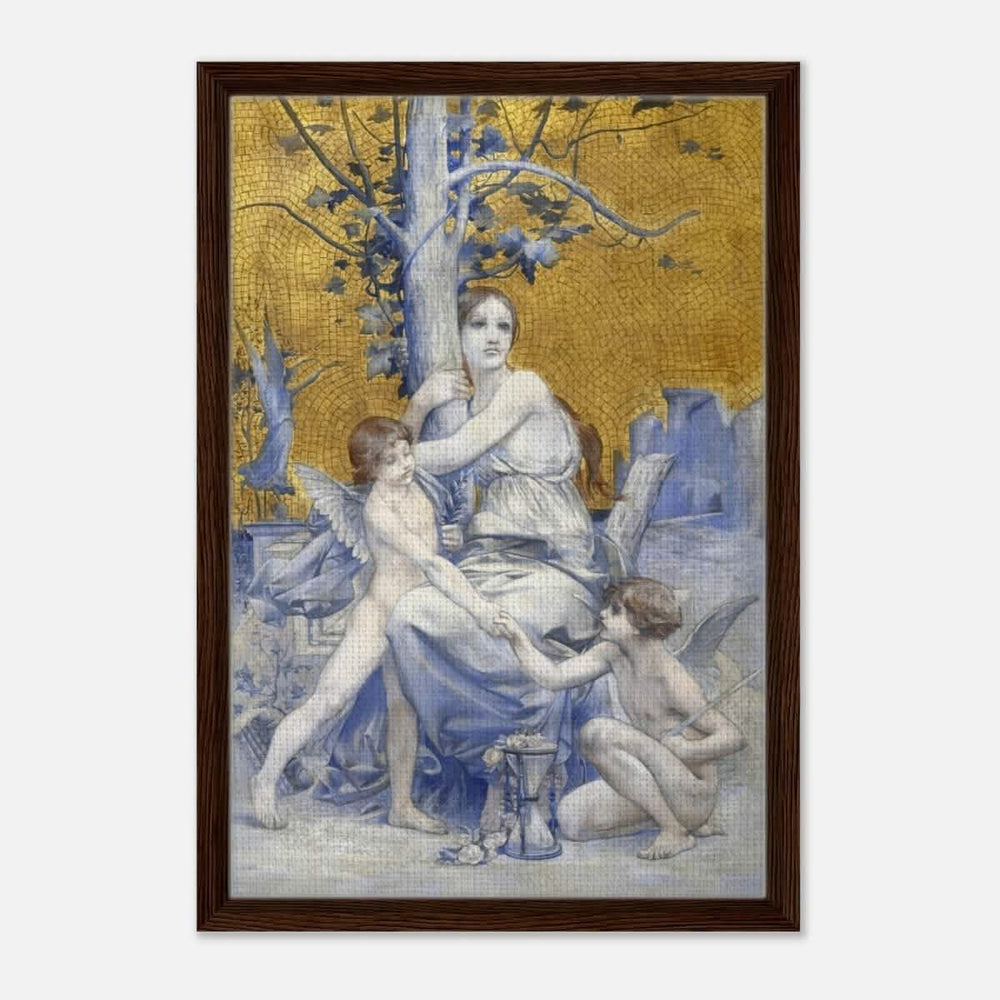Allégorie du temps by Luc - Olivier Merson | Vintage wall art print | allegory of time - Framed Canvas - 40x60 cm / 16x24″ - Dark wood frame
