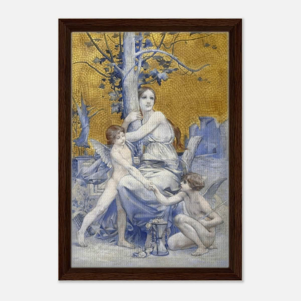 Allégorie du temps by Luc - Olivier Merson | Vintage wall art print | allegory of time - Framed Canvas - 30x45 cm / 12x18″ - Dark wood frame