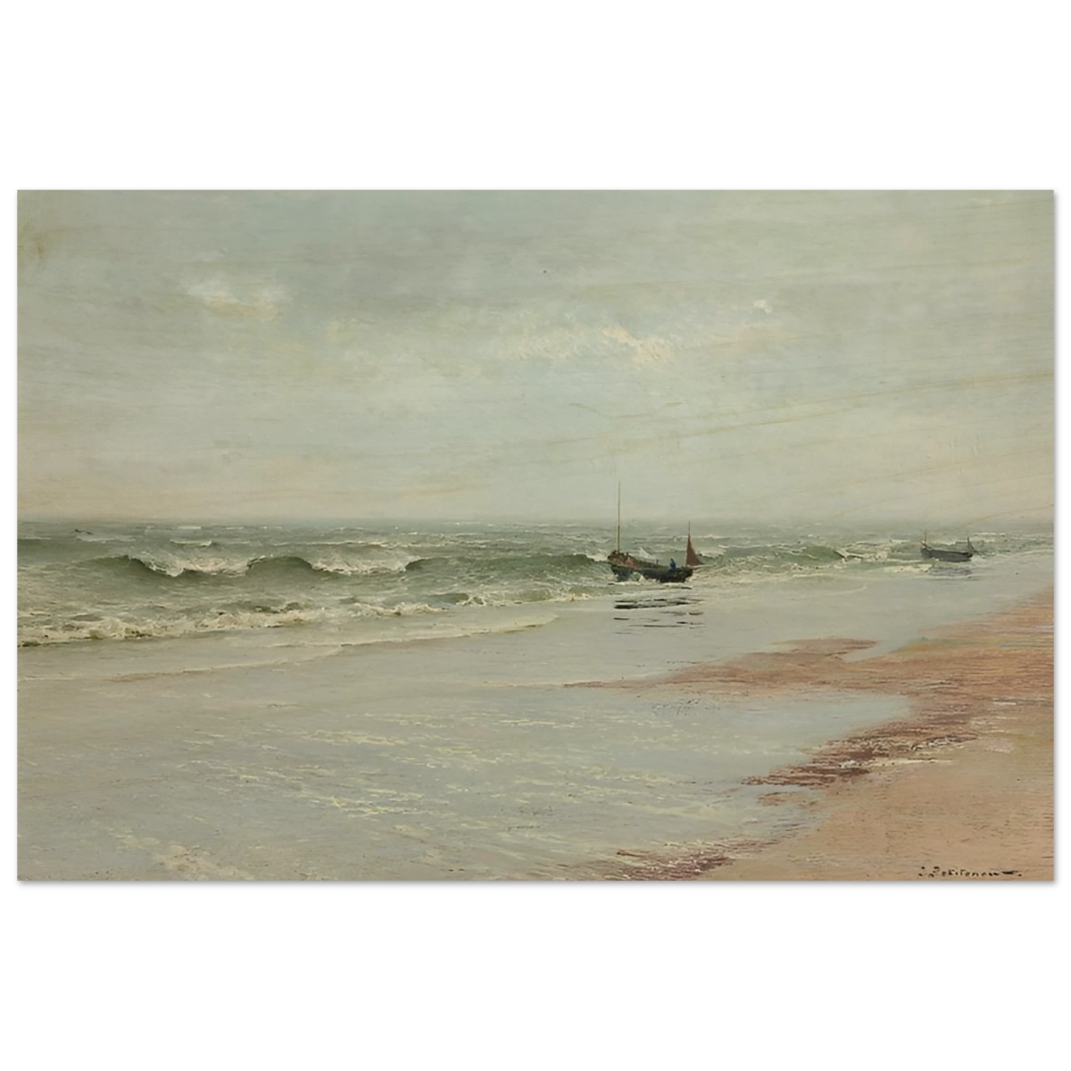 Along the Shore – William Trost Richards Coastal Wall Art Print - Wood Prints - 20x30 cm / 8x12″ - 