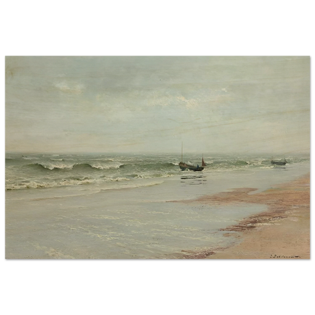 Along the Shore – William Trost Richards Coastal Wall Art Print - Wood Prints - 20x30 cm / 8x12″ - 