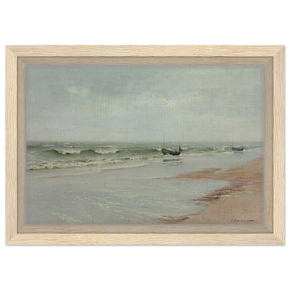 Along the Shore – William Trost Richards Coastal Wall Art Print - Framed Canvas - 20x30 cm / 8x12″ - Wood frame