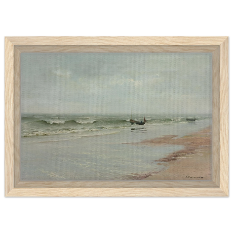Along the Shore – William Trost Richards Coastal Wall Art Print - Framed Canvas - 20x30 cm / 8x12″ - Wood frame