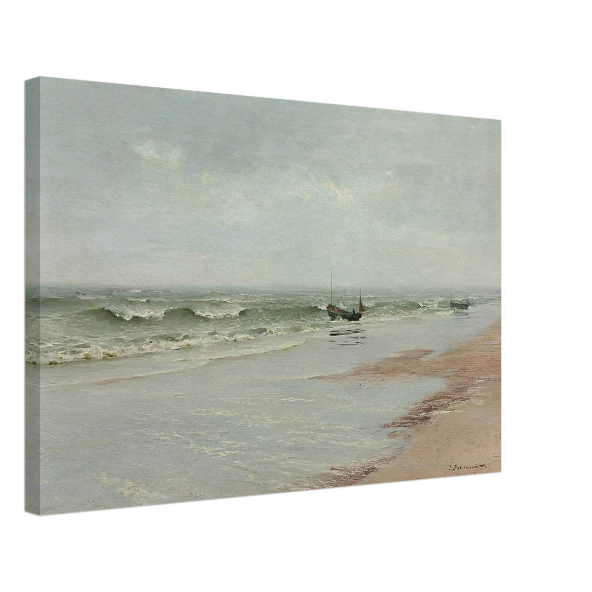 Along the Shore – William Trost Richards Coastal Wall Art Print - Canvas - 40x60 cm / 16x24″ - 