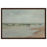 Along the Shore – William Trost Richards Coastal Wall Art Print - Framed Canvas - 60x90 cm / 24x36″ - Dark wood frame