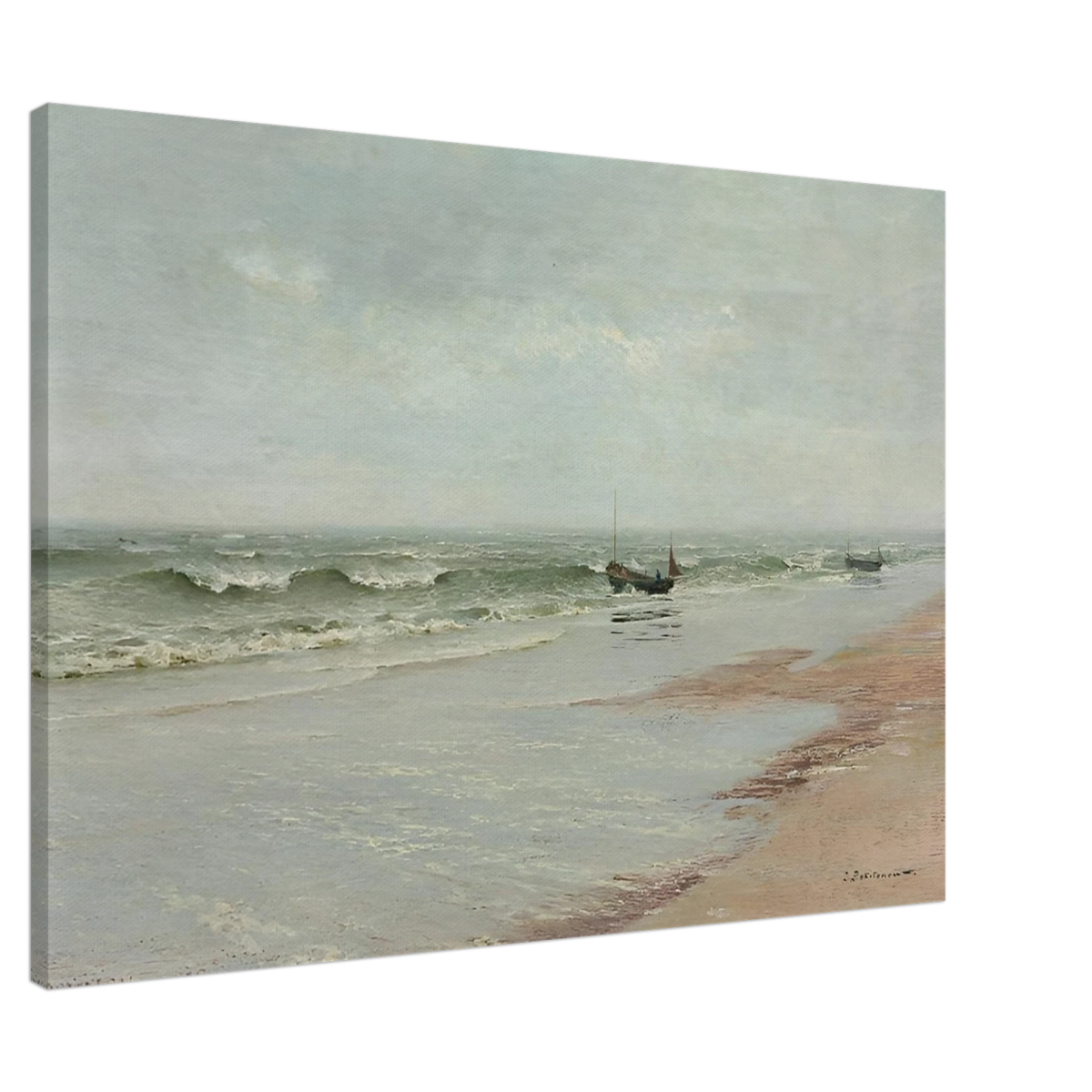 Along the Shore – William Trost Richards Coastal Wall Art Print - Canvas - 70x100 cm / 28x40″ - 