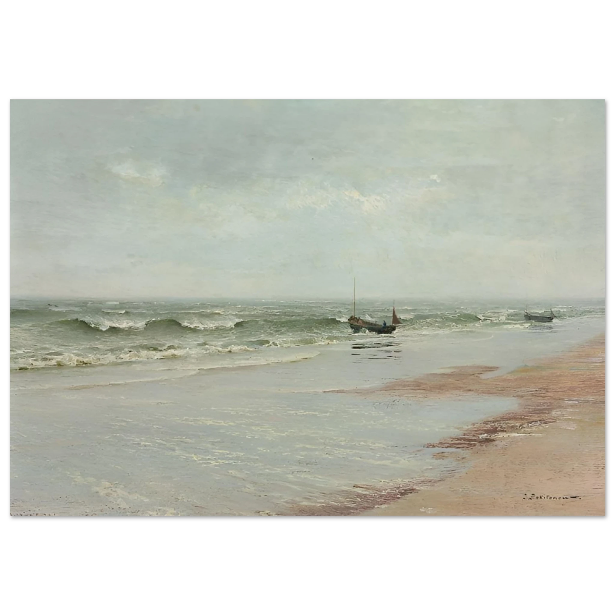 Along the Shore – William Trost Richards Coastal Wall Art Print - Fine Art Poster - 70x100 cm / 28x40″ - 