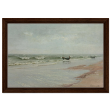 Along the Shore – William Trost Richards Coastal Wall Art Print - Framed Canvas - 30x45 cm / 12x18″ - Dark wood frame