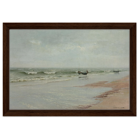Along the Shore – William Trost Richards Coastal Wall Art Print - Framed Canvas - 30x45 cm / 12x18″ - Dark wood frame