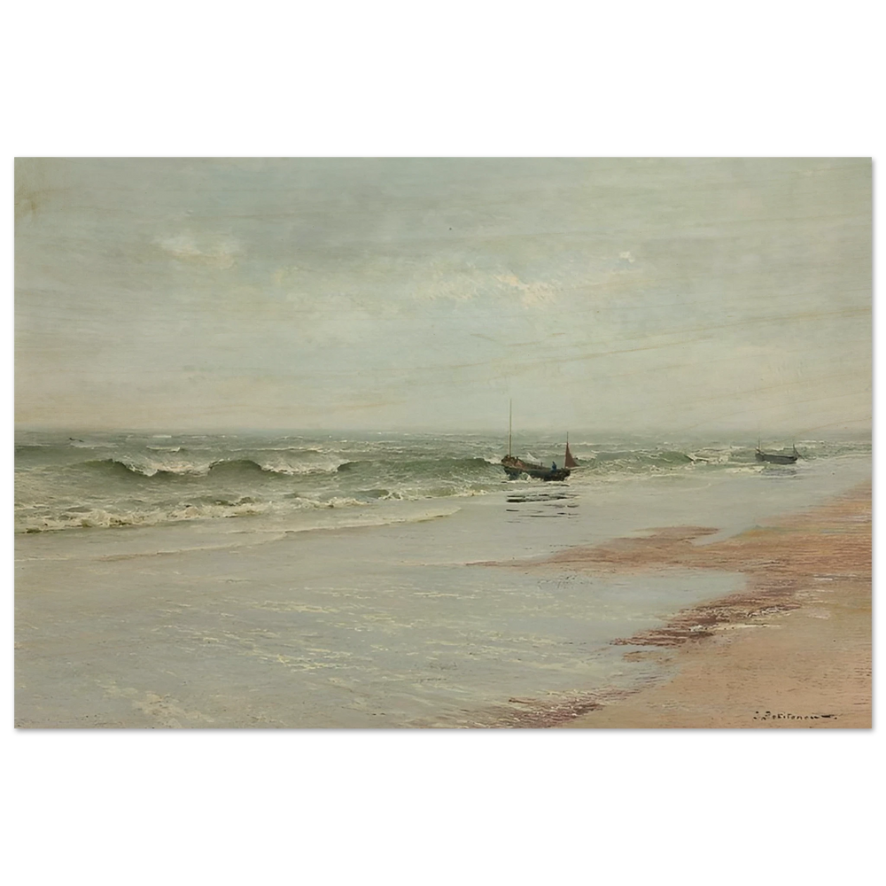 Along the Shore – William Trost Richards Coastal Wall Art Print - Wood Prints - 50x75 cm / 20x30″ - 