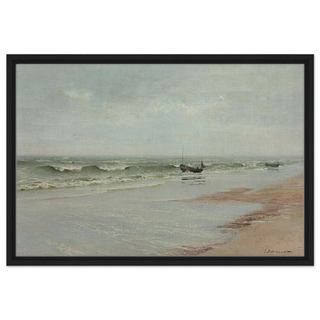 Along the Shore – William Trost Richards Coastal Wall Art Print - Framed Canvas - 50x75 cm / 20x30″ - Black frame