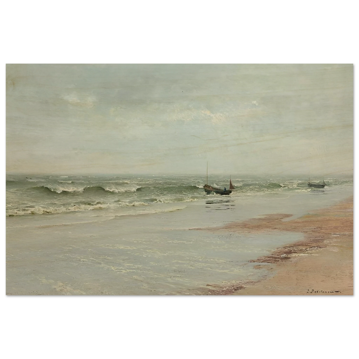 Along the Shore – William Trost Richards Coastal Wall Art Print - Wood Prints - 30x45 cm / 12x18″ - 