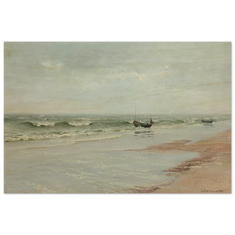 Along the Shore – William Trost Richards Coastal Wall Art Print - Wood Prints - 30x45 cm / 12x18″ - 