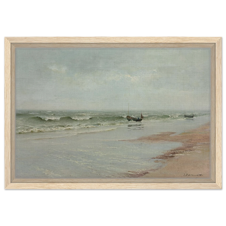 Along the Shore – William Trost Richards Coastal Wall Art Print - Framed Canvas - 30x45 cm / 12x18″ - Wood frame