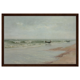 Along the Shore – William Trost Richards Coastal Wall Art Print - Framed Canvas - 50x75 cm / 20x30″ - Dark wood frame