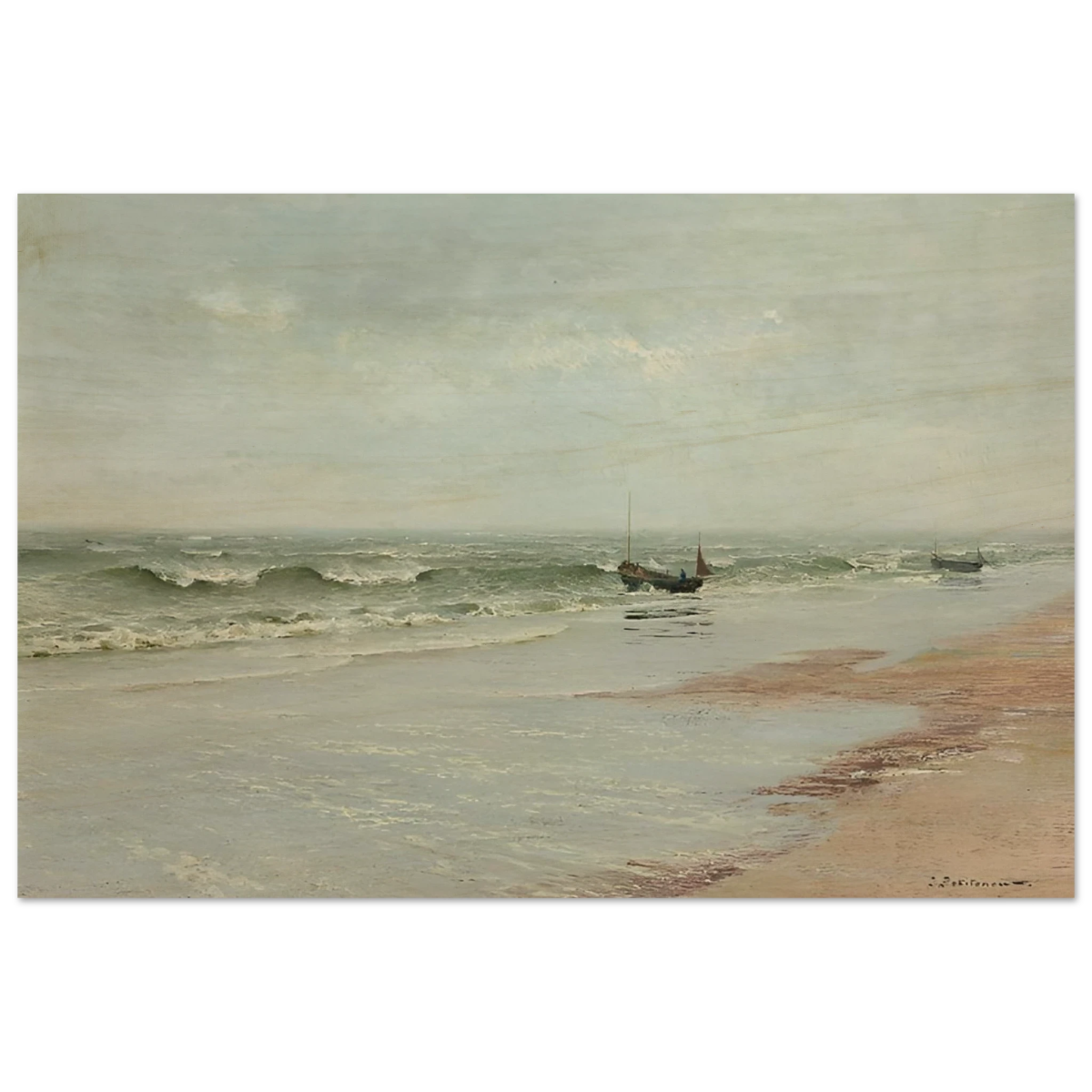 Along the Shore – William Trost Richards Coastal Wall Art Print - Wood Prints - 60x90 cm / 24x36″ - 