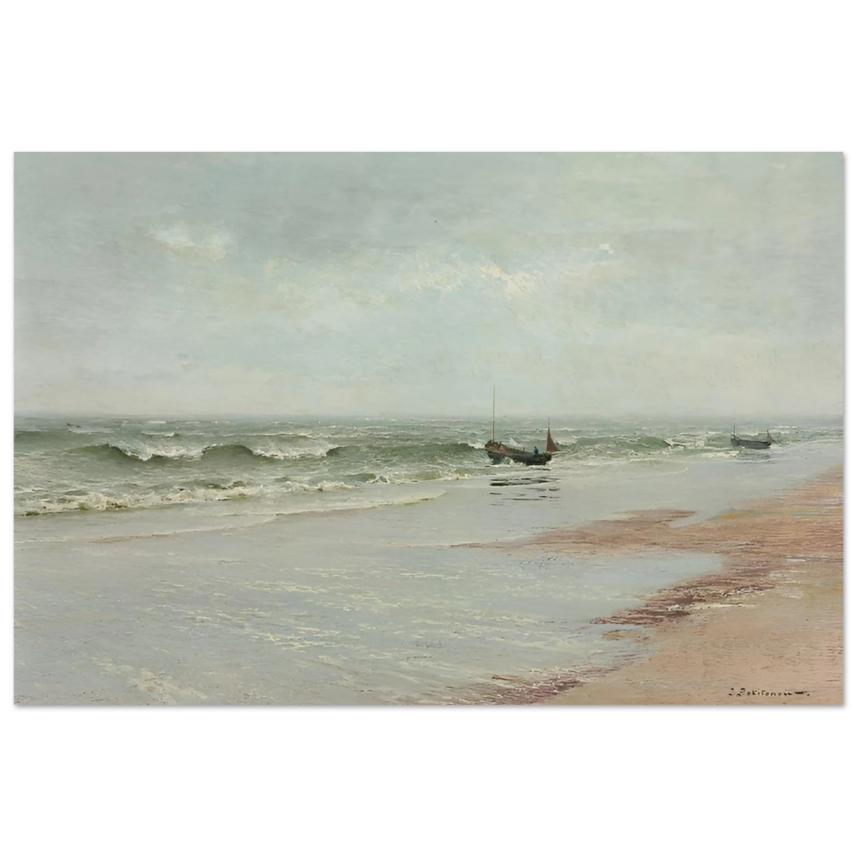 Along the Shore – William Trost Richards Coastal Wall Art Print - Fine Art Poster - 60x90 cm / 24x36″ - 