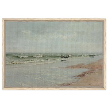Along the Shore – William Trost Richards Coastal Wall Art Print - Framed Canvas - 50x75 cm / 20x30″ - Wood frame