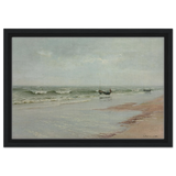 Along the Shore – William Trost Richards Coastal Wall Art Print - Framed Canvas - 30x45 cm / 12x18″ - Black frame