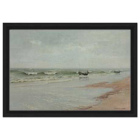 Along the Shore – William Trost Richards Coastal Wall Art Print - Framed Canvas - 30x45 cm / 12x18″ - Black frame