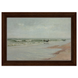 Along the Shore – William Trost Richards Coastal Wall Art Print - Framed Canvas - 20x30 cm / 8x12″ - Dark wood frame