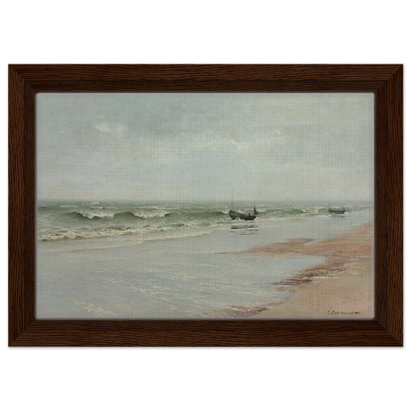 Along the Shore – William Trost Richards Coastal Wall Art Print - Framed Canvas - 20x30 cm / 8x12″ - Dark wood frame