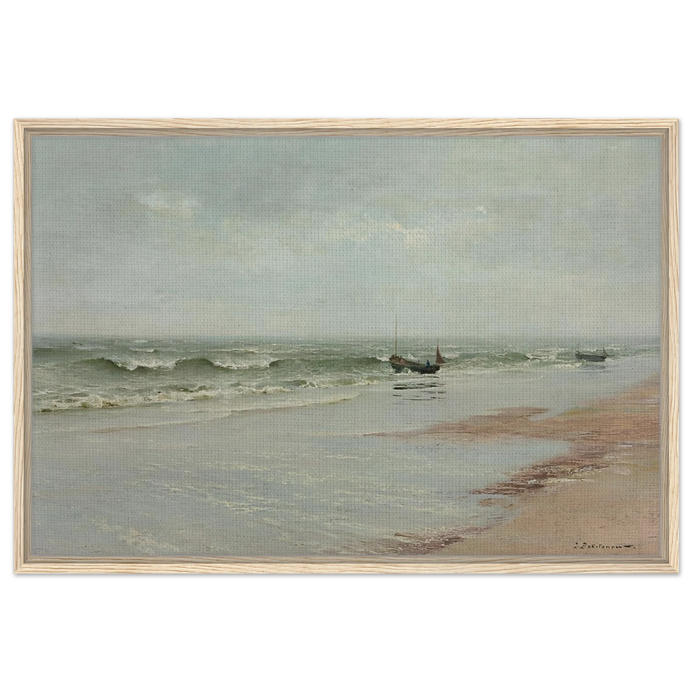 Along the Shore – William Trost Richards Coastal Wall Art Print - Framed Canvas - 60x90 cm / 24x36″ - Wood frame