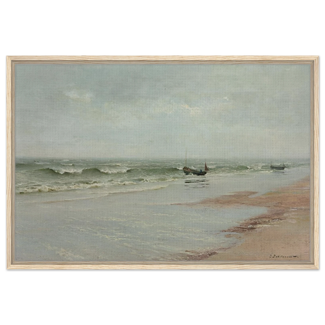 Along the Shore – William Trost Richards Coastal Wall Art Print - Framed Canvas - 60x90 cm / 24x36″ - Wood frame