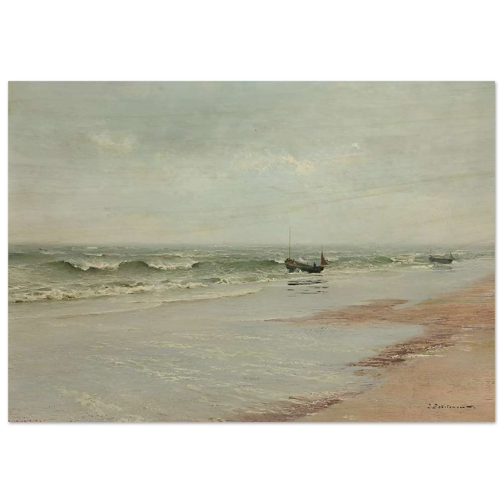 Along the Shore – William Trost Richards Coastal Wall Art Print - Wood Prints - 70x100 cm / 28x40″ - 