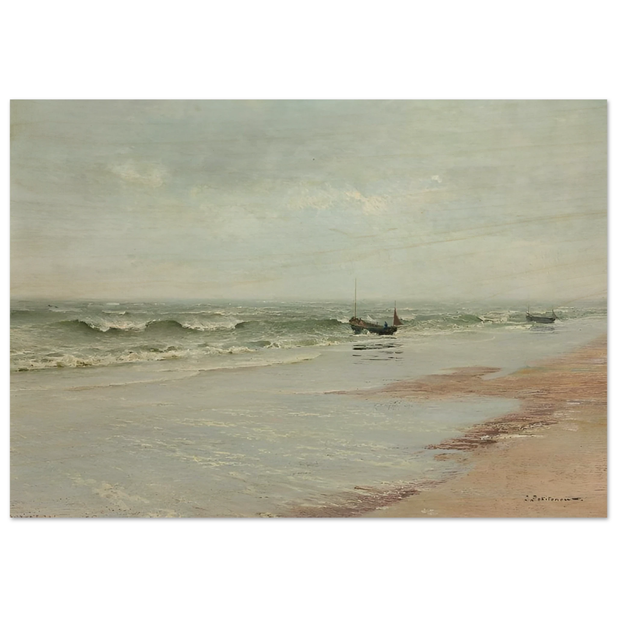 Along the Shore – William Trost Richards Coastal Wall Art Print - Wood Prints - 70x100 cm / 28x40″ - 