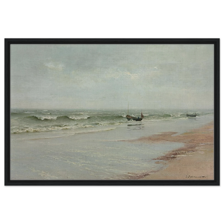 Along the Shore – William Trost Richards Coastal Wall Art Print - Framed Canvas - 60x90 cm / 24x36″ - Black frame