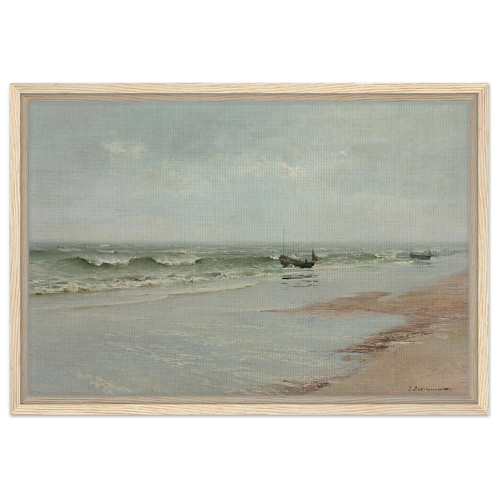 Along the Shore – William Trost Richards Coastal Wall Art Print - Framed Canvas - 40x60 cm / 16x24″ - Wood frame