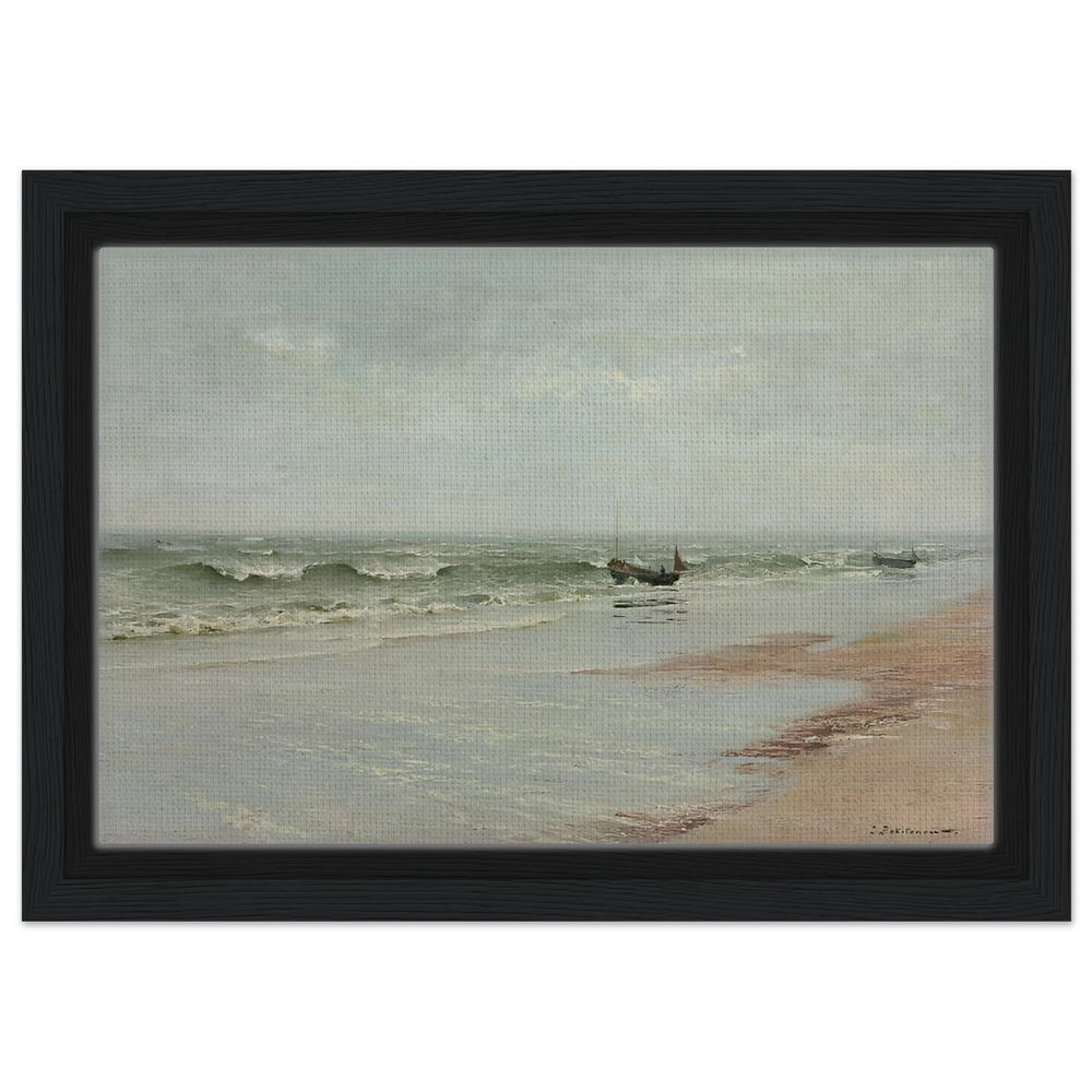 Along the Shore – William Trost Richards Coastal Wall Art Print - Framed Canvas - 20x30 cm / 8x12″ - Black frame