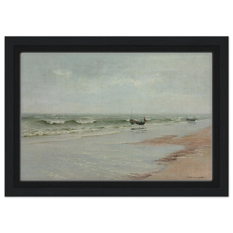 Along the Shore – William Trost Richards Coastal Wall Art Print - Framed Canvas - 20x30 cm / 8x12″ - Black frame
