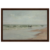 Along the Shore – William Trost Richards Coastal Wall Art Print - Framed Canvas - 40x60 cm / 16x24″ - Dark wood frame