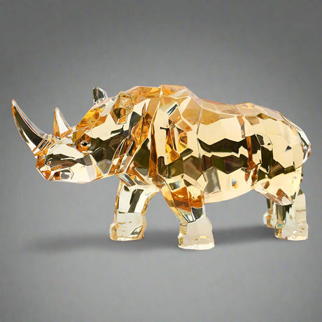 Amber Rhinoceros Sculpture – Modern Animal Figurine Home Décor - Rhino Amber - 210x60x100 mm - 