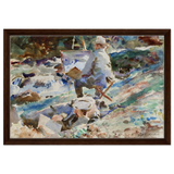 An Artist at His Easel (1914) by John Singer Sargent | Wall art Print | Vintage Collection - Framed Canvas - 40x60 cm / 16x24″ - Dark wood frame